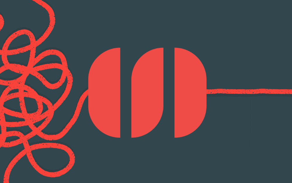 Disorganized lines feed into Synply logo and come up straight and clean